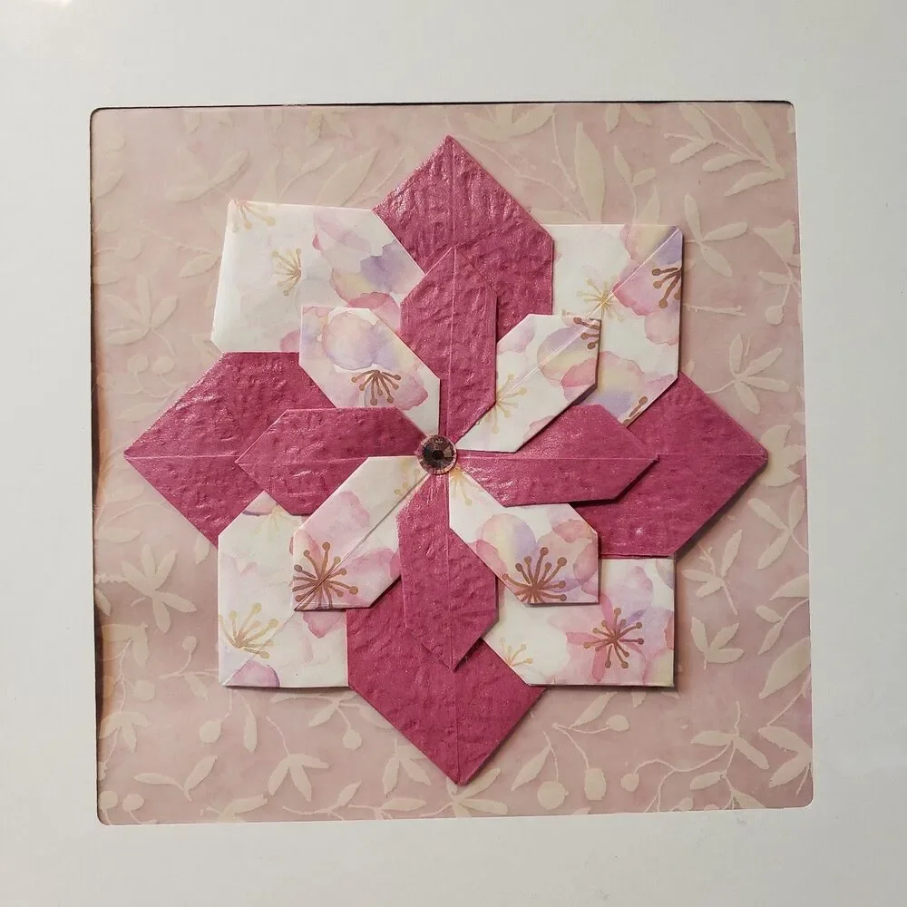 Multi-Color Floral Framed ~Handcrafted~ Creative Art Origami ( 8x8 ) Set Of 3!!!